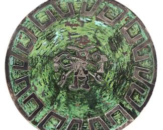 Lot 1 Sterling Silver Copper Verdigris Colored Enamel Plate