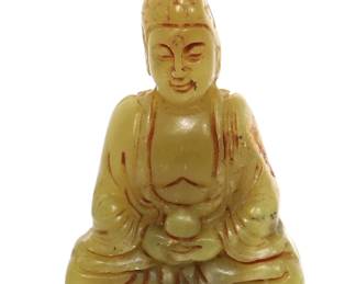 Lot 29 Chinese Green Jade Style Buddha Pendant, 20th C.