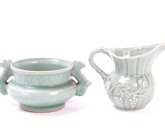 Lot 108 Chinese Celadon Glazed Sugar Bowl Creamer