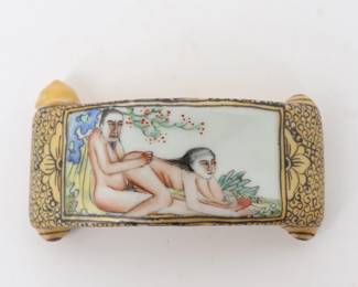 Lot 61 Chinese Porcelain Snuff Bottle, Headrest Shaped