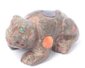 Lot 203 PreColumbian Jade Miniature Jaguar w Inset Stone Spots