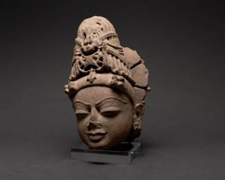 Lot 210 Indian Carved Stone Head of a Hindu Deity, 16th C.