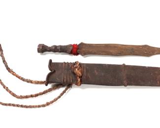 Lot 339 African Salampasu Short Sword with Scabbard