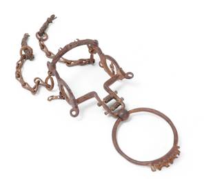 Lot 10 Antique Mexican Spanish Colonial Forged Iron Ring Bit Freno de Argolla with Chain Lip Straps