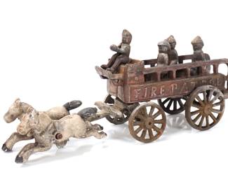 Lot 358 Cast Iron Toy Fire Patrol Wagon