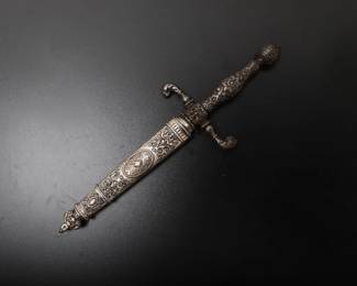 Lot 109 European Dagger Sheath with Floral High Relief, 19th20th C.