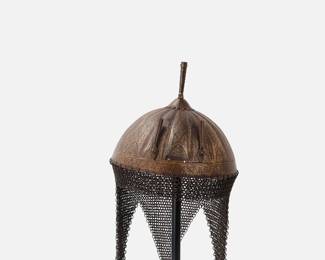 Lot 229 A Fine Indian Gold Koftgari Helmet with Mail Aventail, North India 18th 19th C.