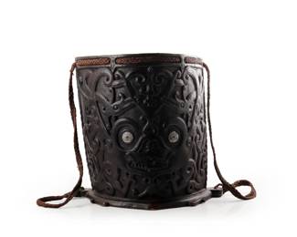 Lot 263 Dayak Carved Wood Baby Carrier, 19th C.