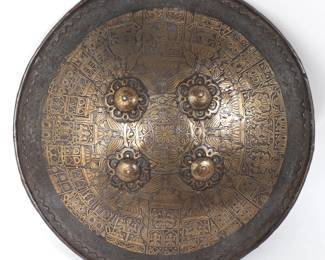 Lot 219 Fantastic Gold Inlaid IndoPersian Dhal Shield