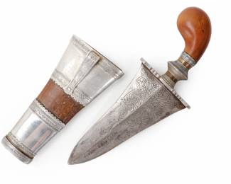 Lot 268 Philippine Moro Silver Mounted Punal Dagger, Early 20th C.