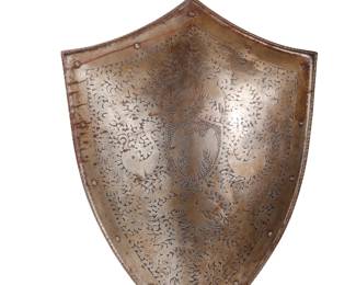 Lot 54 Victorian Etched Steel Shield, 19th C.