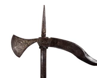 Lot 238 Indian Tabar and Zaghnal War Hammer, 19th C.