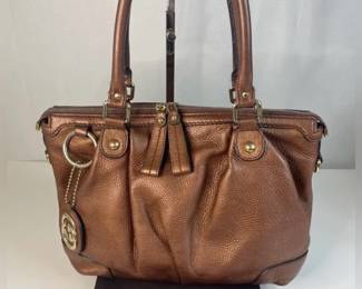 Gucci Bronze Metallic Pebble Leather