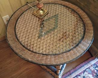 Rattan side table