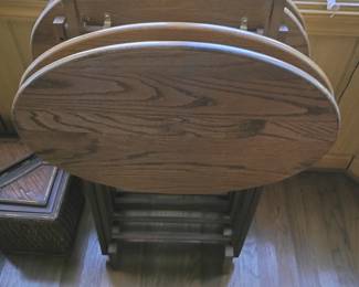 Oak Tv Trays w/ storage