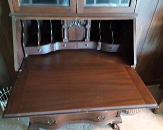 Drop front desk with cabinet