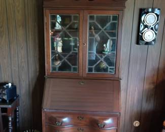 Drop front desk with cabinet