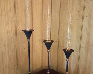 Lucite candles in MCM candle holders