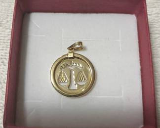14K Libra scales pendant