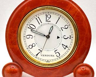 Verdura Miniature Enamel & Brass Swiss-Made Travel Clock Lot #: 25