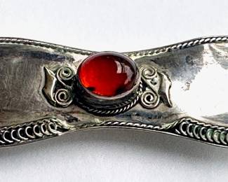 Vintage Sterling Silver Barrette With Natural Stone (.27 Oz) Lot #: 4