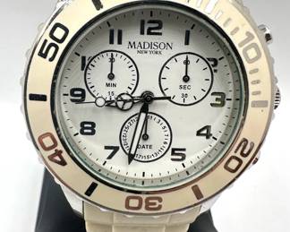 Madison New York White Dial Chronograph Unisex Watch, 39.5mm Lot #: 36