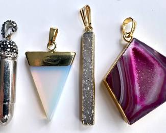4 Natural Gemstone Pendants With Gold Plated Edges Lot #: 74