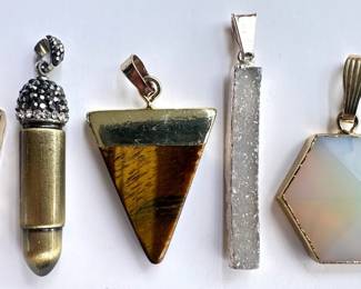 4 Natural Gemstone Pendants With Gold Plated Edges Lot #: 78