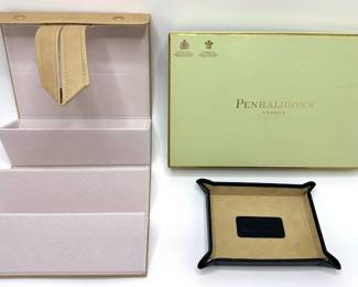 Travel Jewelry Containers: New In Box Penhaligon's London Leather Tray & Sancia Australia Suede Hanging Case Lot #: 157