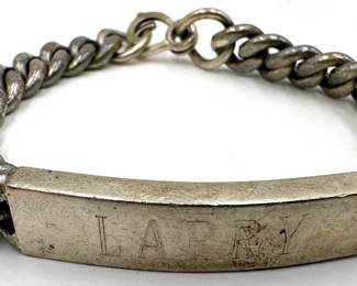 Vintage Sterling Silver Chain Bracelet With Name Plate "Larry," Weight 2 Ounces Lot #: 80