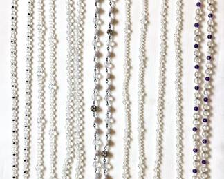 7 Vintage Crystal & Beaded Necklaces, Some Extra Long Lot #: 127