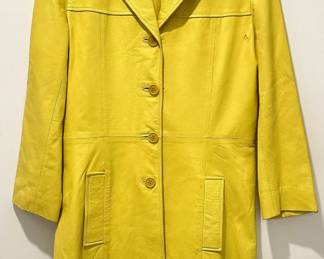 Vintage Bruno Magli Italian Yellow Leather Coat, Size Small Lot #: 17