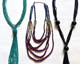 3 Vintage Thick Beaded Necklaces Lot #: 106