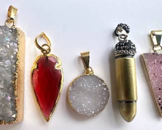 4 Natural Gemstone Pendants With Gold Plated Edges Lot #: 77