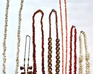 7 Vintage Beaded Necklaces, Some Wood & Natural Shell Lot #: 145