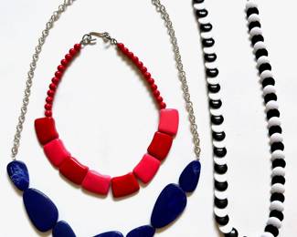 3 Vintage 1980s Plastic Beaded Necklaces Lot #: 107