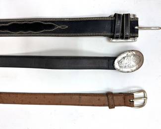 3 Perry Ellis Belts: Italian Ostrich, Leather Perry Ellis & More Lot #: 99