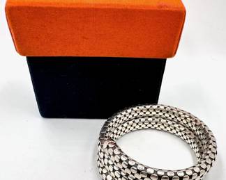 John Hardy Sterling Silver Dot Coil Bracelet In Original Box (2.4 Oz) Lot #: 5