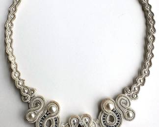 Dori Csengeri Soutache Embroidery Necklace, Often Used As Bridal Necklace Lot #: 21