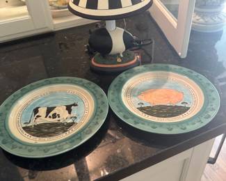 Warren Kimble lamp / plates set