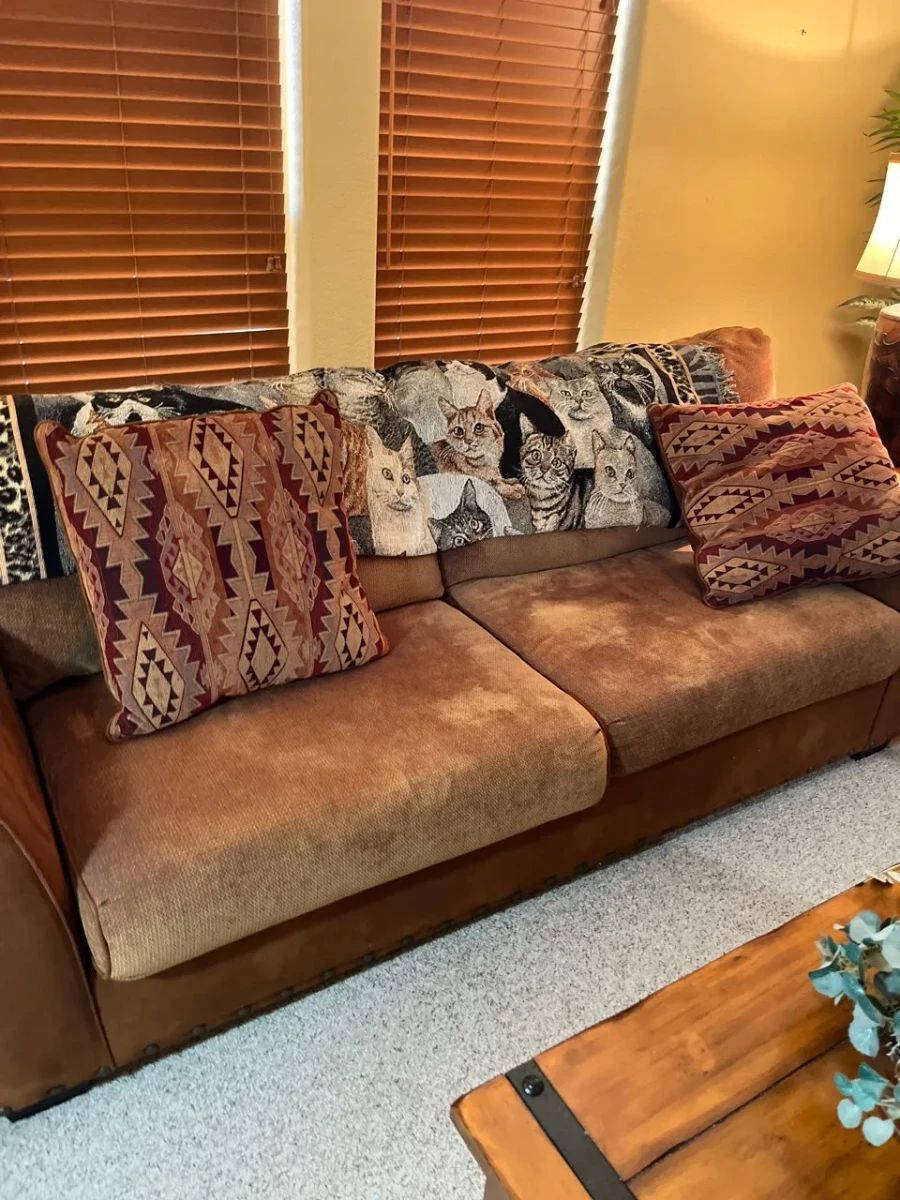 Santa Fe Cloth And Suede Like Couch
