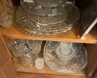 Lot Of Pattern Glass Items And Wine Goblets