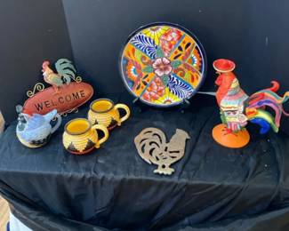 Talavera Ceramic Plate And Rooster Deco