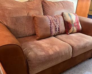 Santa Fe Style Cloth And Faux Suede Love Seat