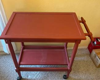 TwoTiered Wooden Cart On Casters