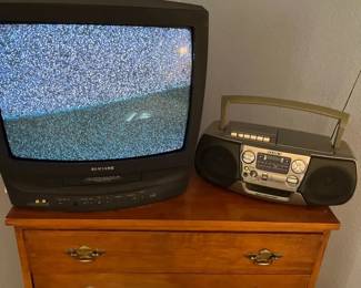 Samsung TV With BuiltIn VCR And A Sony Carry Stereo
