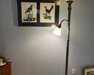 Torchiere Two Light Floor Lamp And Two Signed Sherry Tolman Numbered Prints