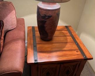 Rustic Table 2 And Metal Lamp