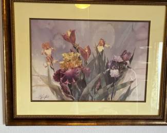 A Signed And Numbered Floral Watercolor Print By Cliff Hadfield