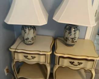 Two French Provincial Style Night Stands With Lamps